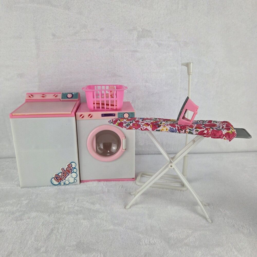 My Fancy Life Dollhouse Laundry Room Set Barbie Sized Washer Dryer Ironing Board